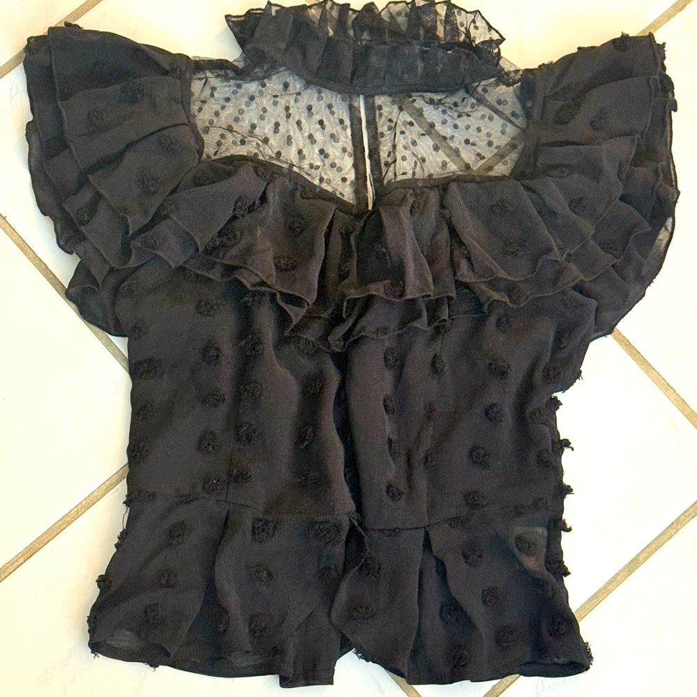High Neck Black Lace Blouse